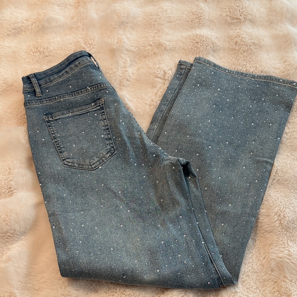 Women's Blue Jeans with White Speckles